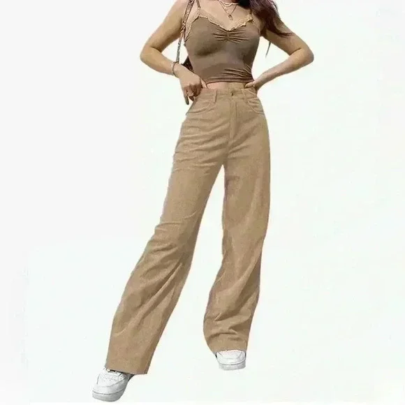 NWOT Amazon Camel corduroy hi-rise wide leg pants, Women’s Size Small - Picture 9 of 10